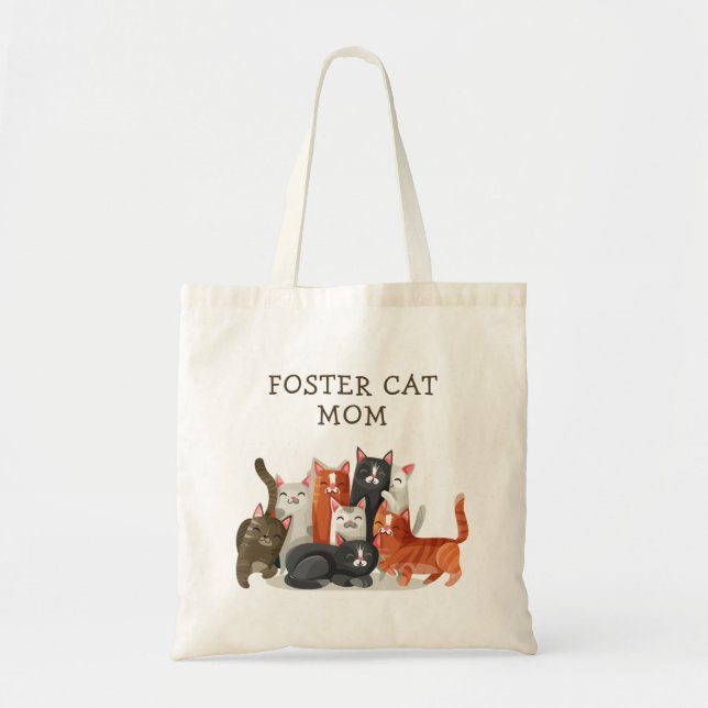 Bolso De Tela Mamá Gata Adoptante Gatitos Lindos Personalizados (Frente)