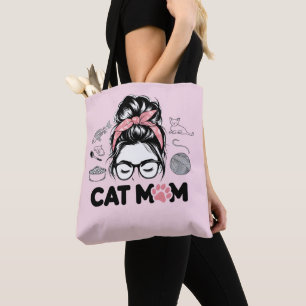 Bolso De Tela "Mamá Gata" Mujer divertida amante de los gatos li