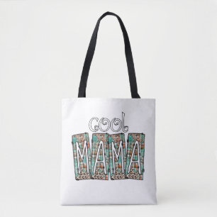 Bolso De Tela Mamá Genial Cuadro Turquesa Leopardo Caja Garabato