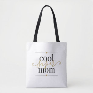Bolso De Tela Mamá Genial Super Moderna Elegante Negra y Dorada