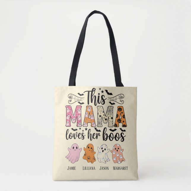 Bolso De Tela Mama Loves Her Boos Spooky Personalized Halloween (Anverso)