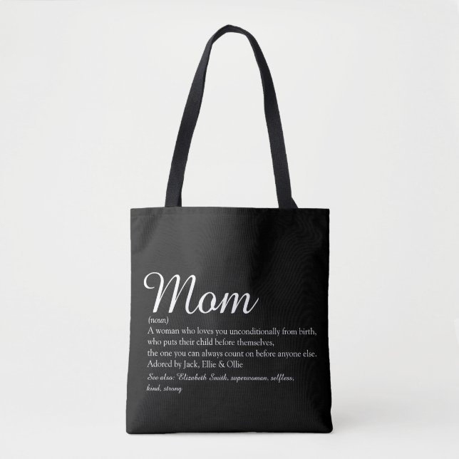 Bolso De Tela Mamá, Madre Definición Script Mejor que Existe (Anverso)
