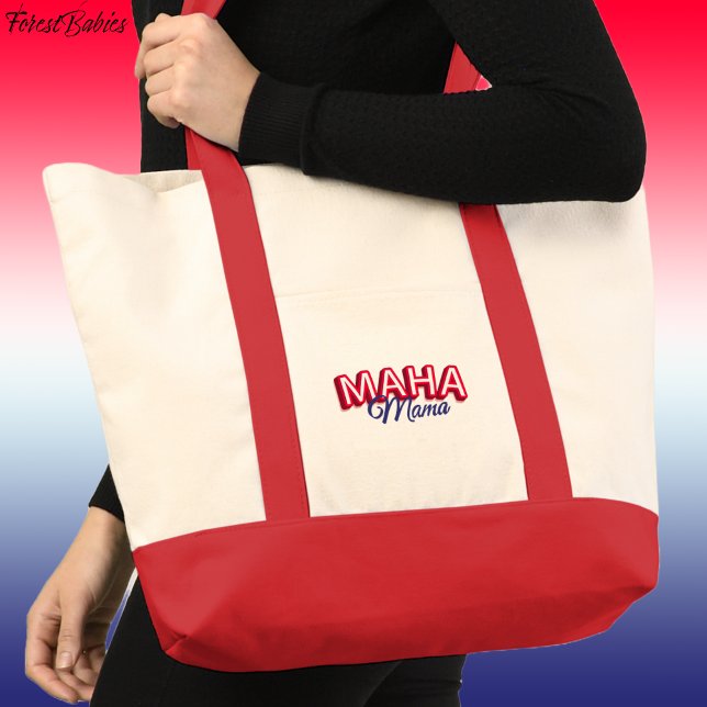 Bolso De Tela Mamá MAHA, vuelve a hacer que Estados Unidos esté  ( MAHA Mama, Red White Blue USA colors, Make America Healthy Again Tote Bag 🇺🇸)