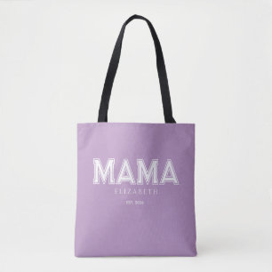 Bolso De Tela Mama Morada de Moda con Nombre y Año de Fundación