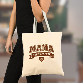 Bolso De Tela MAMA Necesita Café Marrón Corazón Blanco Grano de 