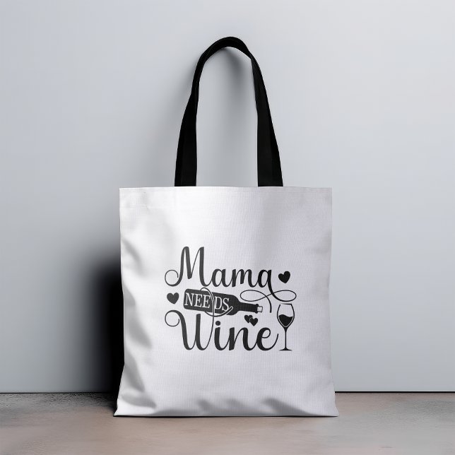 Bolso De Tela Mamá necesita vino Cita divertida Wine Lover Humor (Subido por el creador)