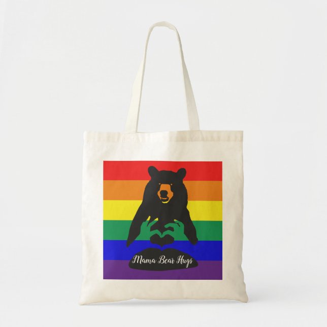 Bolso De Tela Mamá osa abrazos arco iris (Frente)