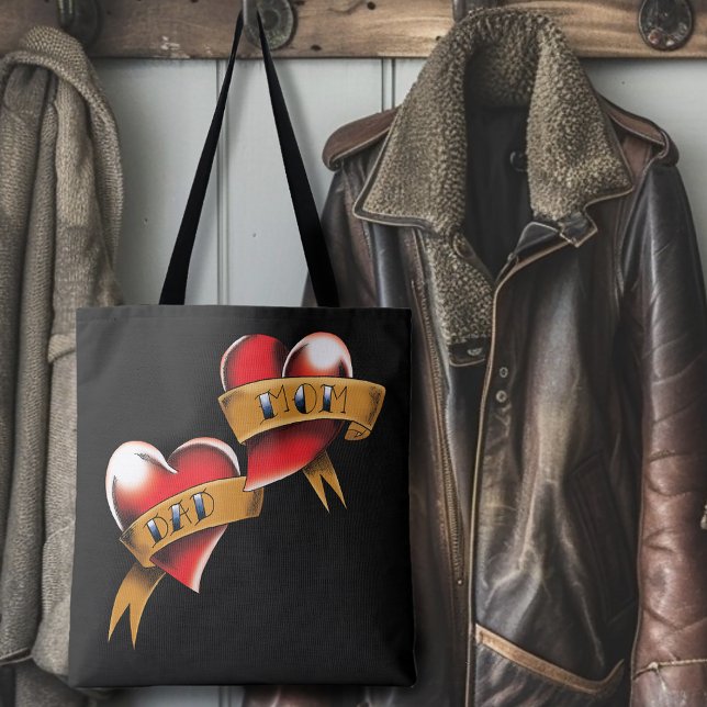 Bolso De Tela Mamá papá tatuaje del corazón rojo (Subido por el creador)