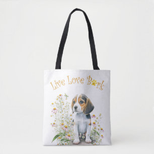 Bolso De Tela Mamá Perro Beagle Floral