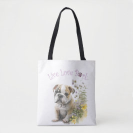Bolso De Tela Mamá Perro Bulldog Floral