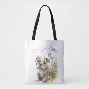 Bolso De Tela Mamá Perro Bulldog Floral
