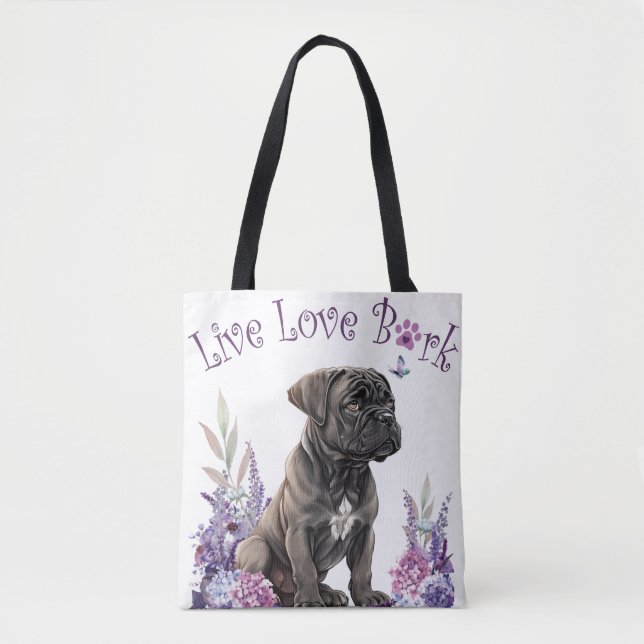 Bolso De Tela Mamá Perro Cane Corso Floral (Anverso)