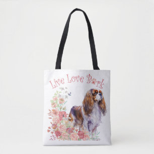 Bolso De Tela Mamá Perro Cavalier King Charles Spaniel Floral