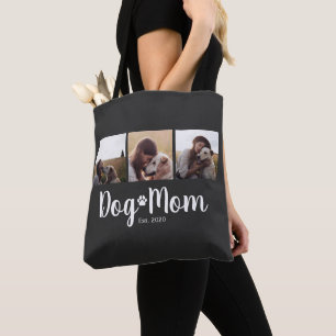 Bolso De Tela Mamá Perro Establecido Script Negro 3 Fotos