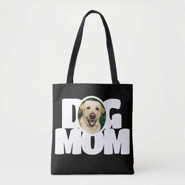 Bolso De Tela Mamá Perro Foto Moderna Simple Negra (Anverso)