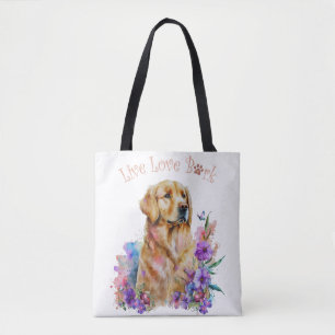 Bolso De Tela Mamá Perro Retriever Dorado Floral
