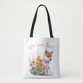Bolso De Tela Mamá Perro Shiba Inu Floral