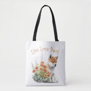 Bolso De Tela Mamá Perro Shiba Inu Floral