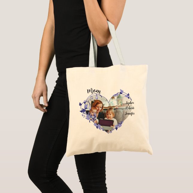 Bolso De Tela Mamá personalizado con nombres y foto para niños | (Anverso (producto))
