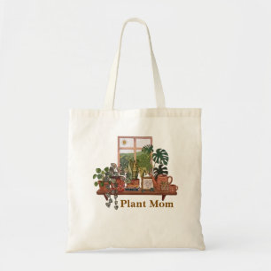 Bolso De Tela Mamá Planta Boho Jardín Interior Acuarela