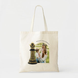 Bolso De Tela MAMÁ Reina de mi vida, Escritura Dorada Ajedrez Ne