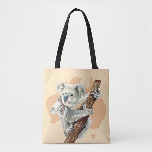 Bolso De Tela Mamá y bebé de Koala (Anverso)