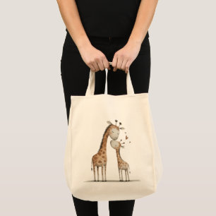Bolso De Tela Mamá y cría de jirafa