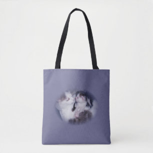 Bolso De Tela Mamá y su gatito gris tabby blanco