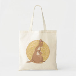 Bolso De Tela Mami canguro y bebé en un patrón amarillo