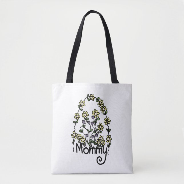 Bolso De Tela Mami Mano Dibujó Diseño Floral Tote Bag (Anverso)