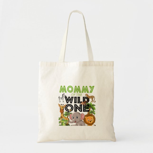 Bolso De Tela Mami Of The Wild One Birthday 1St Safari Jungle F (Frente)