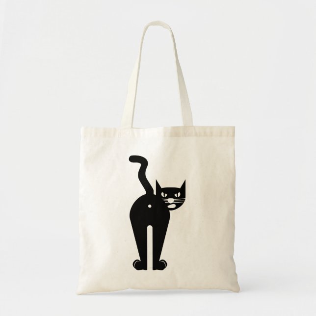 Bolso De Tela Mammal silhouette de gato animal (Frente)