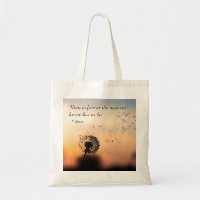 Bolso De Tela Man is Free Wish Voltaire Quote (Frente)