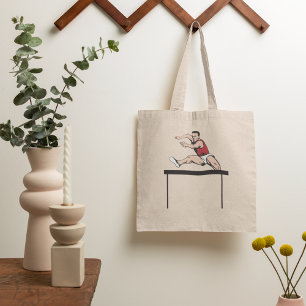 Bolso De Tela Man Jumping Hurdles Athletics Tote Bag