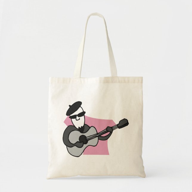Bolso De Tela Man Wearing Beret Playing Acoustic Guitar (Frente)