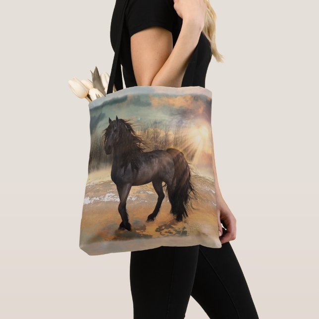 Bolso De Tela Mañana frisón con niebla - Caballo (Detalle)