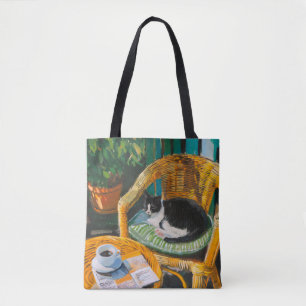 Bolso De Tela Mañana Perezosa Dominical   Pintura de Gato Acoged