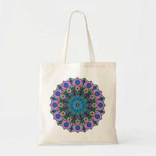 Bolso De Tela Mandala 12 Rosa Naranja rosado Verde azulado -