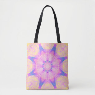 Bolso De Tela Mandala abstracta retro digital. Flor brillante. B