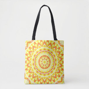 Bolso De Tela Mandalá Amarillo Brillante Boho Compras Vibrante F