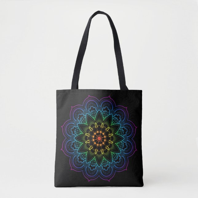 Bolso De Tela Mandala arcoiris (Anverso)