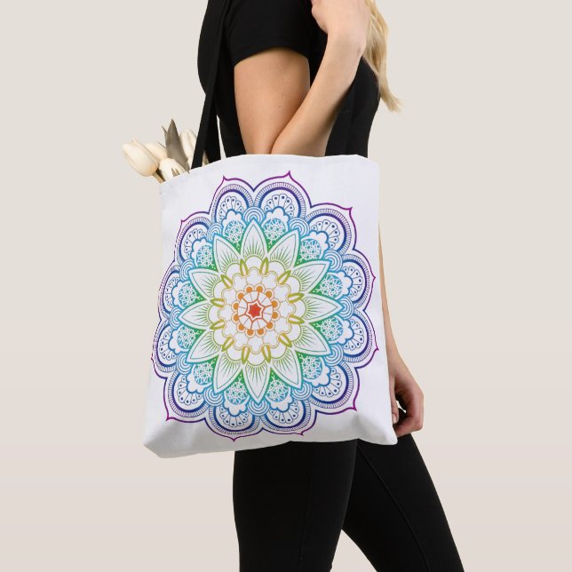 Bolso De Tela Mandala arcoiris (Detalle)