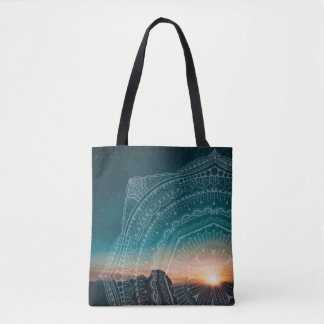 Bolso De Tela Mandala Art Sunset Blue Night Stars