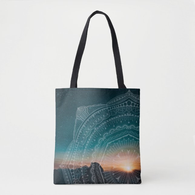 Bolso De Tela Mandala Art Sunset Blue Night Stars (Anverso)
