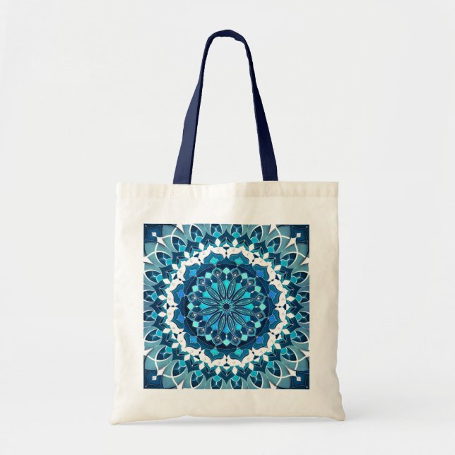 Bolso De Tela Mandala azul turquesa (Frente)