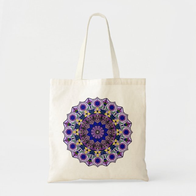 Bolso De Tela Mandala Blueberry 12 Blue Violet - (Frente)