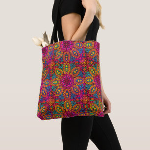 Bolso De Tela Mandala Brillante Y Colorida