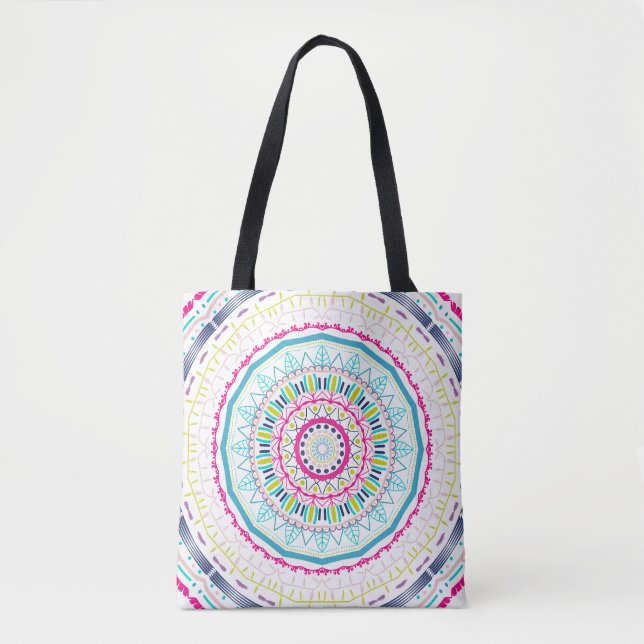 Bolso De Tela mandala colorida (Anverso)