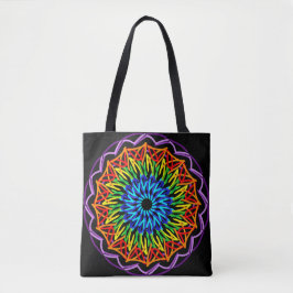 Bolso De Tela Mandala con arcoiris radiante - Colores vibrantes