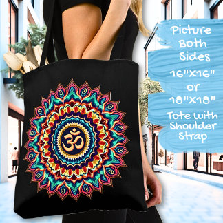 Bolso De Tela Mandala con símbolo OM en negro